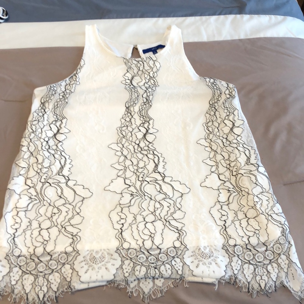 Black and white lace tank top